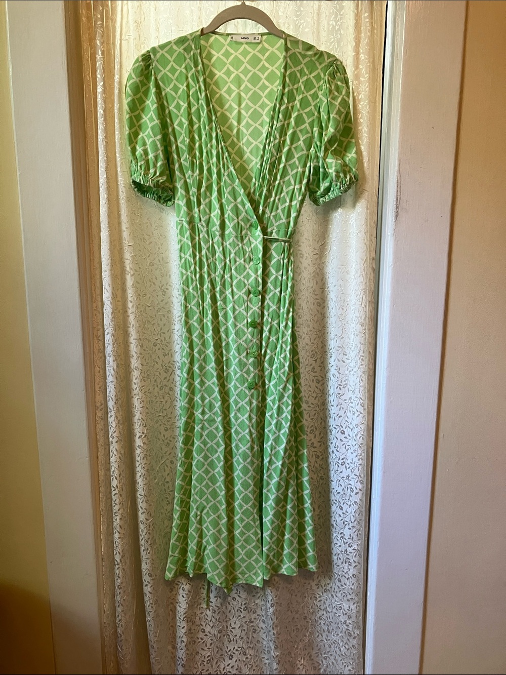 🌺 4 for 20.00 Ming brand green, wrap, midi dress xs